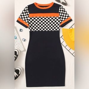 Shein Coolane Checker Print Bodycon Print, Size S